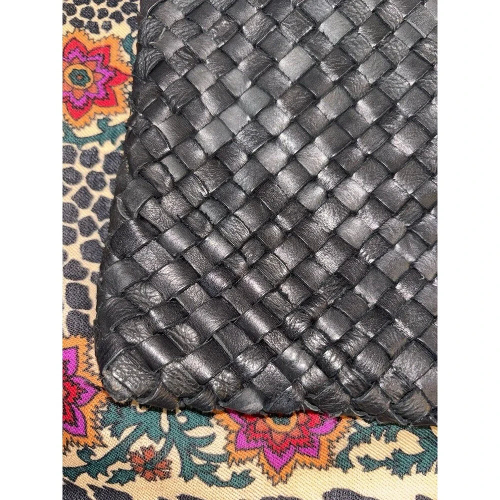 Massimo Palomba Hand Made Italian Black Woven Leather Clutch